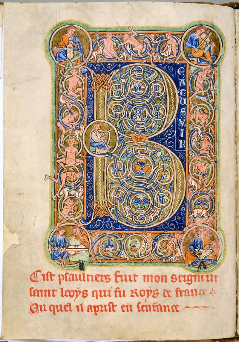 Saint Louis Psalter, fol. 30v by Master of the Saint Louis Psalter depicting Genesis 22:1