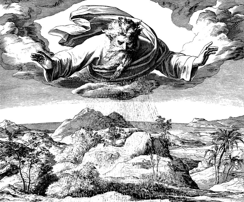 Third Day of Creation — Land, Sea, and Plants by Julius Schnorr von Carolsfeld depicting Genesis 1:9
