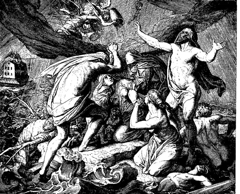 The Flood by Julius Schnorr von Carolsfeld depicting Genesis 7:11