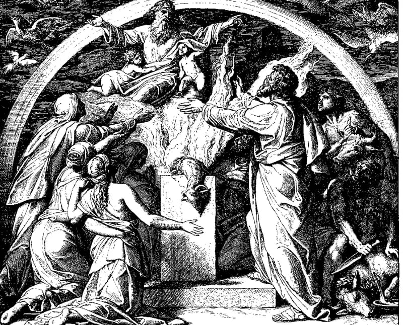 Noah's Thank Offering by Julius Schnorr von Carolsfeld depicting Genesis 8:20