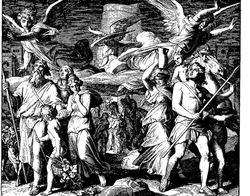 The Tower of Babel by Julius Schnorr von Carolsfeld depicting Genesis 11:1