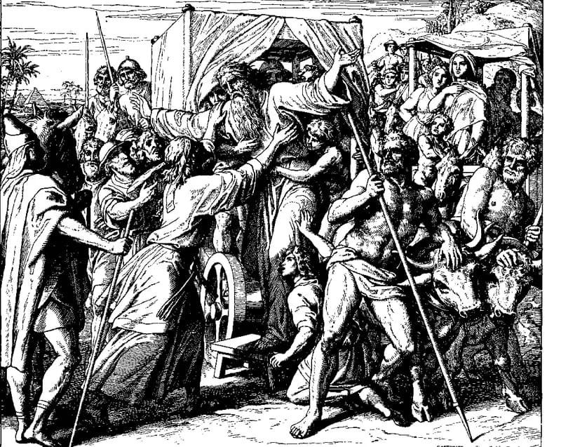 Israel's Entry into Egypt by Julius Schnorr von Carolsfeld depicting Genesis 46:5