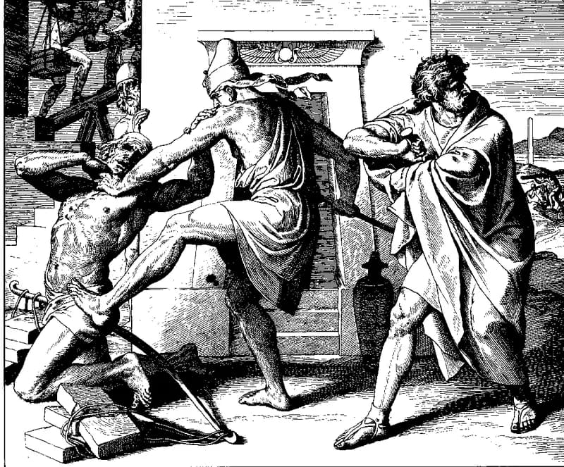 Moses Slays the Egyptian by Julius Schnorr von Carolsfeld depicting Exodus 2:11