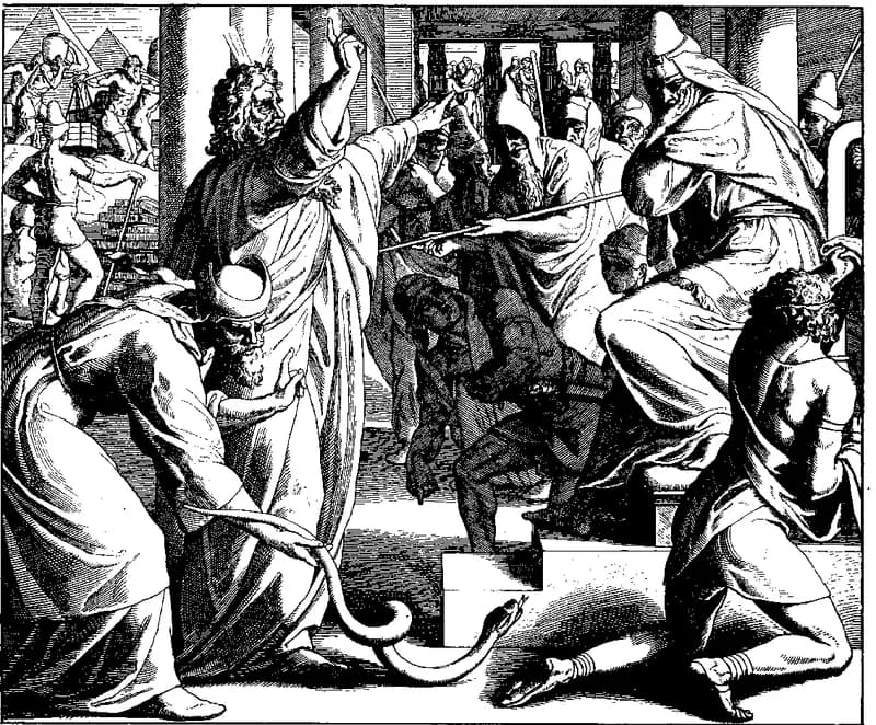 Moses Demands Israel's Release from Pharaoh by Julius Schnorr von Carolsfeld depicting Exodus 5:1