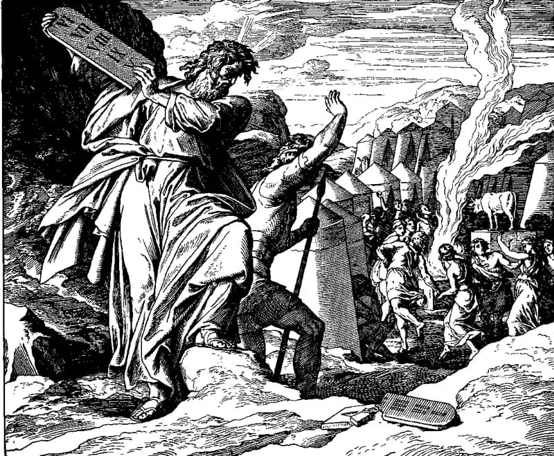 Moses Breaks the Tablets by Julius Schnorr von Carolsfeld depicting Exodus 32:15
