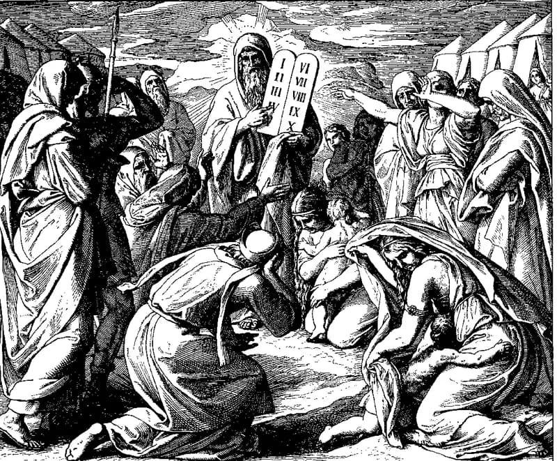 Moses Brings the New Tablets to Israel by Julius Schnorr von Carolsfeld depicting Exodus 34:27