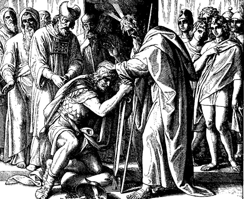 Joshua Consecrated as Successor to Moses by Julius Schnorr von Carolsfeld depicting Deuteronomy 31:7