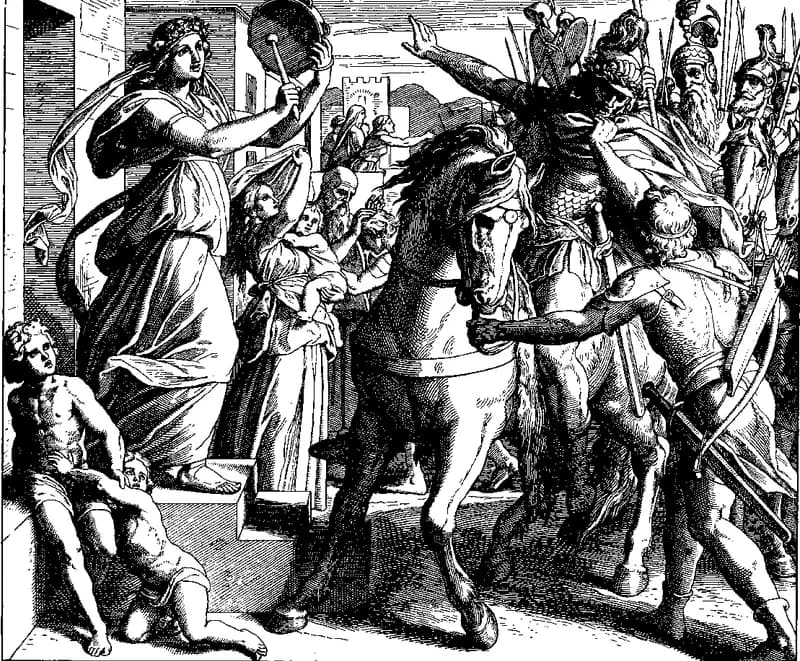 Jephthah and His Daughter by Julius Schnorr von Carolsfeld depicting Judges 11:29