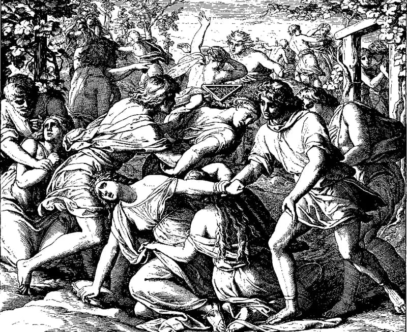 The Tribe of Benjamin Rebuilt by Julius Schnorr von Carolsfeld depicting Judges 21:15