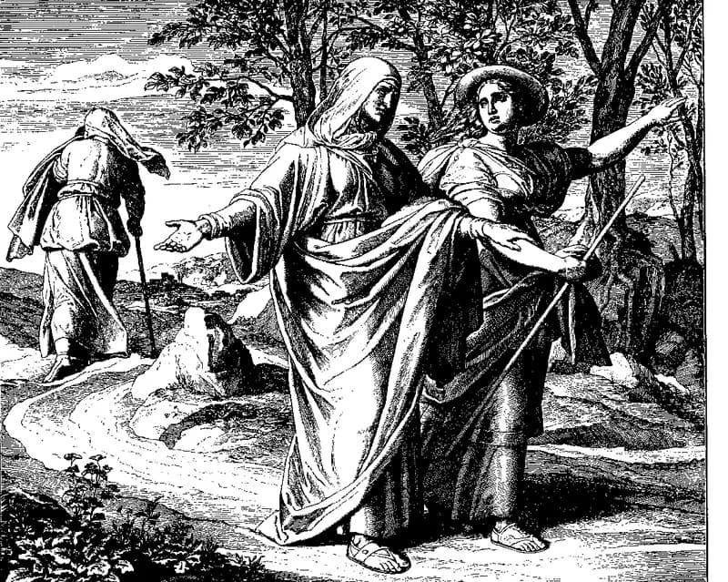 Ruth Goes with Naomi to Bethlehem by Julius Schnorr von Carolsfeld depicting Ruth 1:14