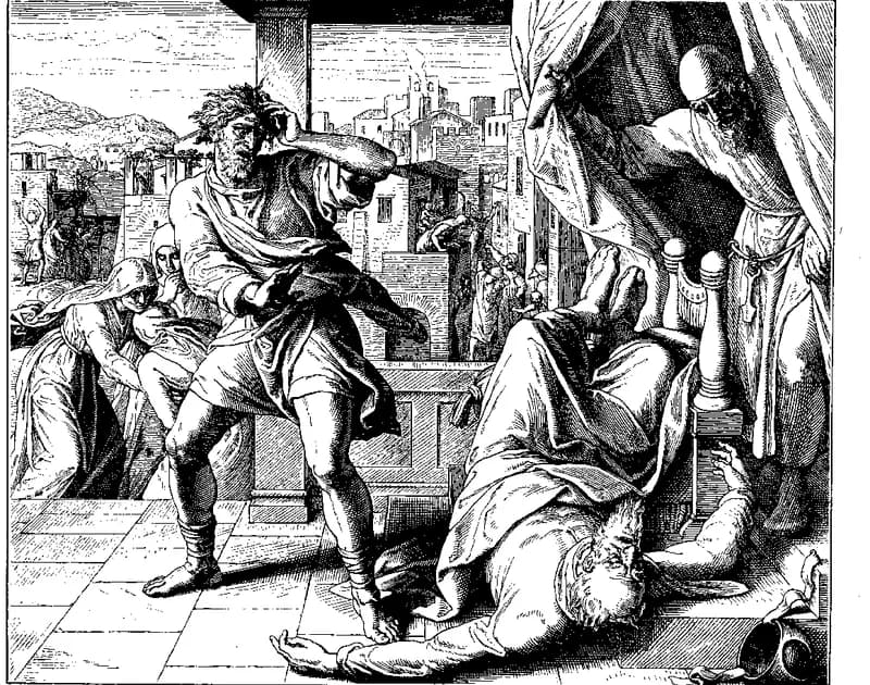 Death of Eli by Julius Schnorr von Carolsfeld depicting 1 Samuel 4:12