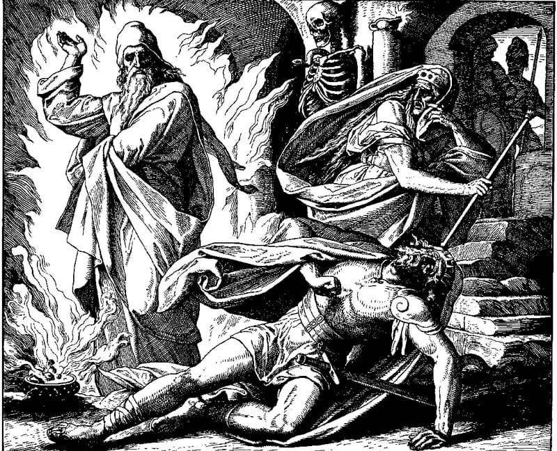 Saul at the Witch of Endor by Julius Schnorr von Carolsfeld depicting 1 Samuel 28:7