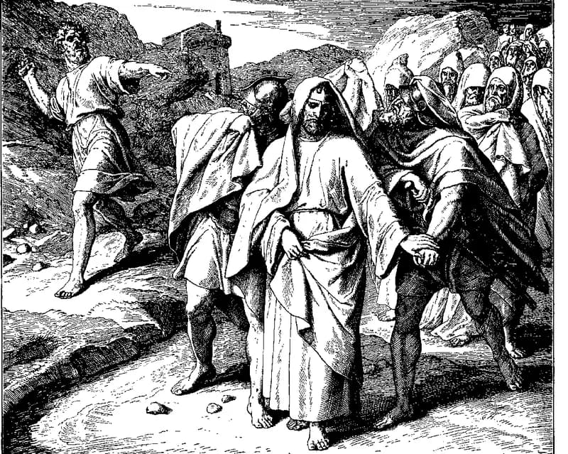David Cursed by Shimei by Julius Schnorr von Carolsfeld depicting 2 Samuel 16:5