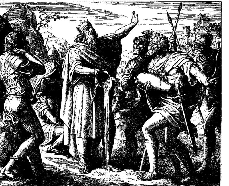David and His Mighty Men by Julius Schnorr von Carolsfeld depicting 2 Samuel 23:8