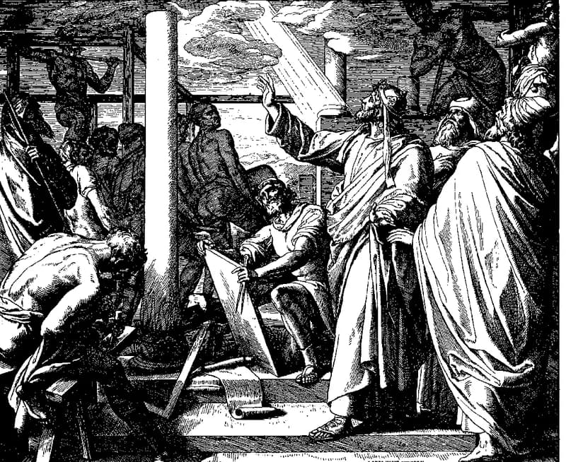 Solomon Builds the Temple by Julius Schnorr von Carolsfeld depicting 1 Kings 6:1