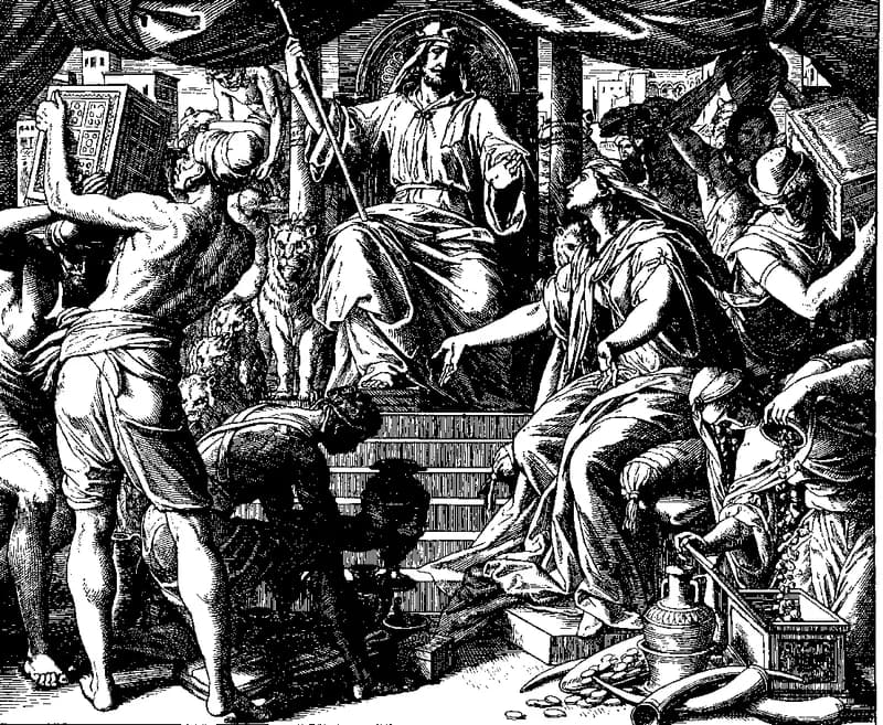 The Queen of Sheba Visits Solomon by Julius Schnorr von Carolsfeld depicting 1 Kings 10:1