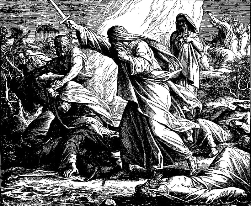 Elijah Slays the Prophets of Baal by Julius Schnorr von Carolsfeld depicting 1 Kings 18:20