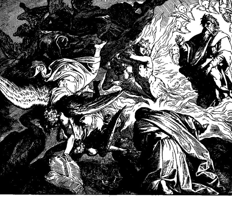 The Lord Appears to Elijah on Horeb by Julius Schnorr von Carolsfeld depicting 1 Kings 19:9