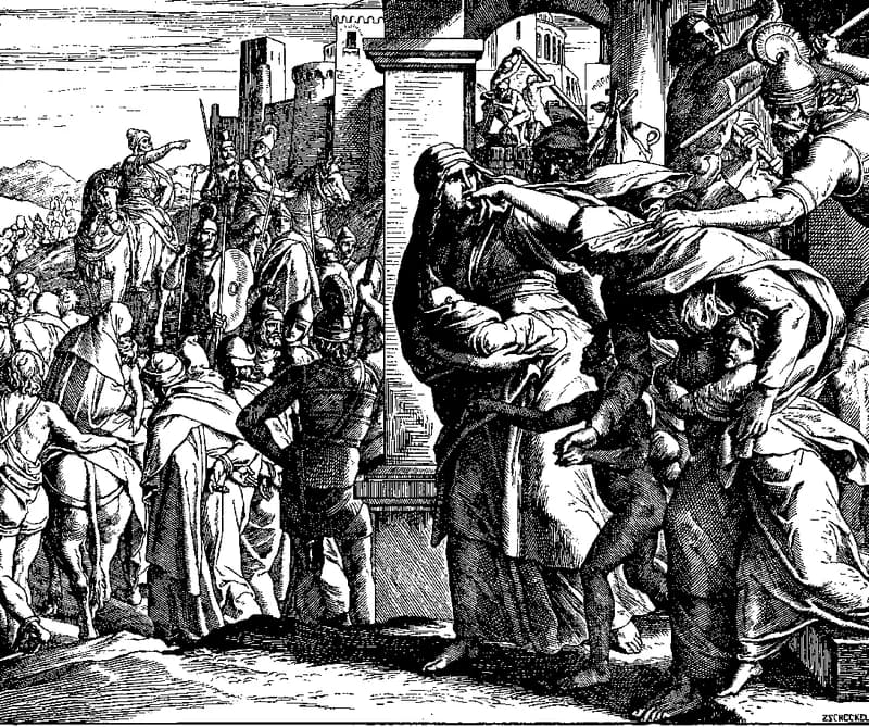 Destruction of Jerusalem and Exile to Babylon by Julius Schnorr von Carolsfeld depicting 2 Kings 25:1