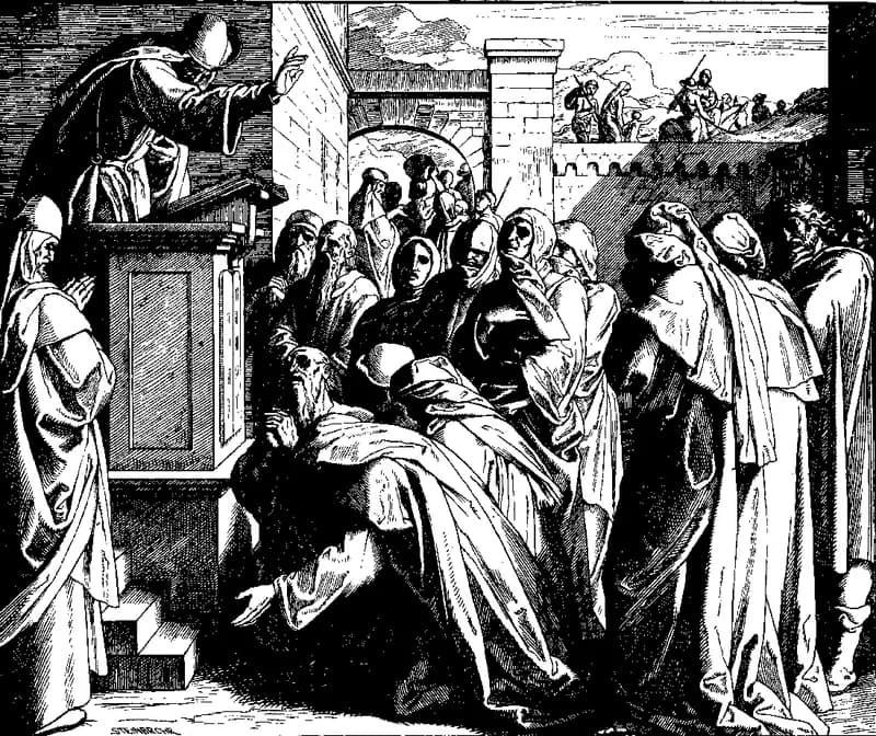 The People's Repentance by Julius Schnorr von Carolsfeld depicting Nehemiah 9:1
