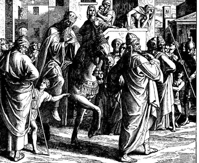 Mordecai Raised to High Honor by Julius Schnorr von Carolsfeld depicting Esther 6:6