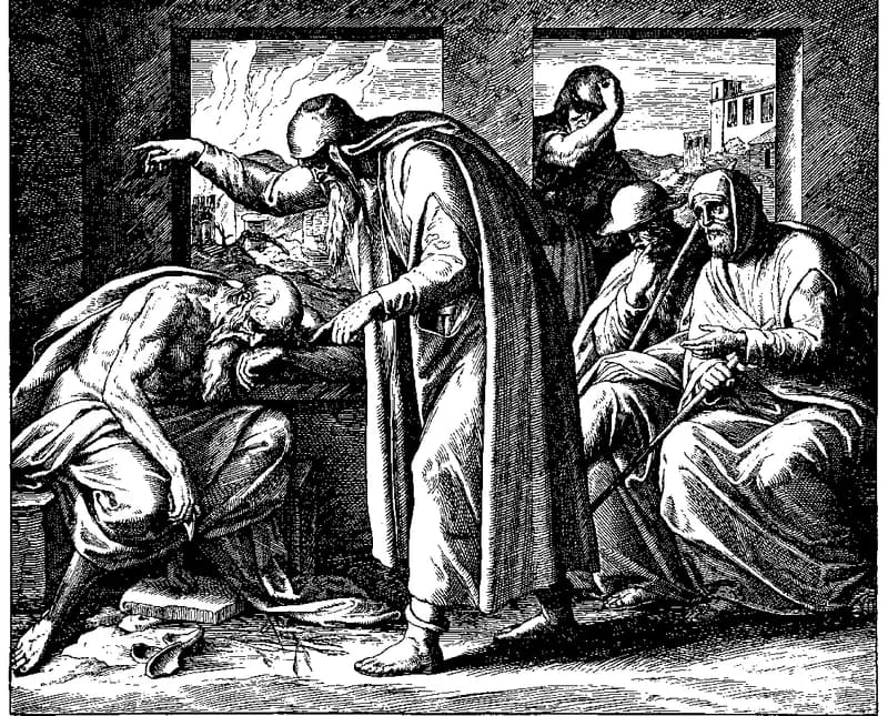 Job and His Friends by Julius Schnorr von Carolsfeld depicting Job 2:11