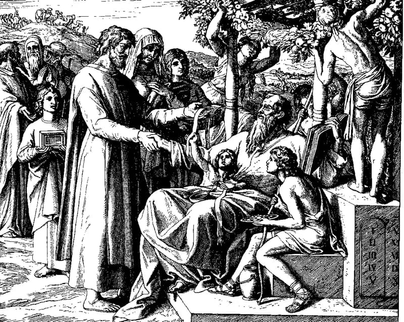 Job's New Prosperity by Julius Schnorr von Carolsfeld depicting Job 42:10