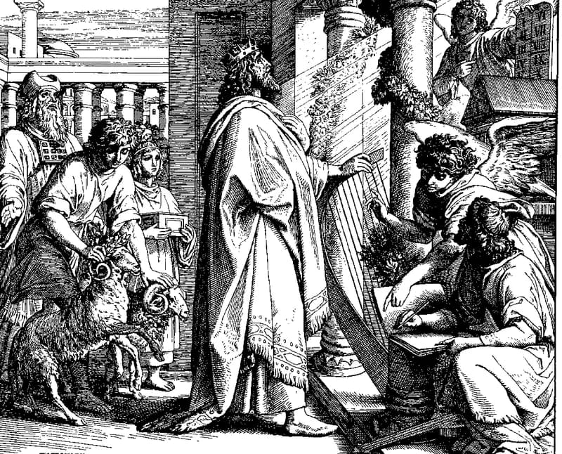 David the Psalmist — Adoration by Julius Schnorr von Carolsfeld depicting Psalms 8:1