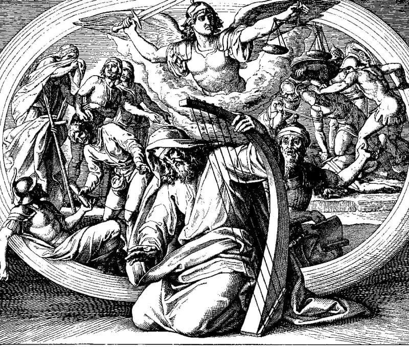 David the Psalmist — Repentance by Julius Schnorr von Carolsfeld depicting Psalms 51:1