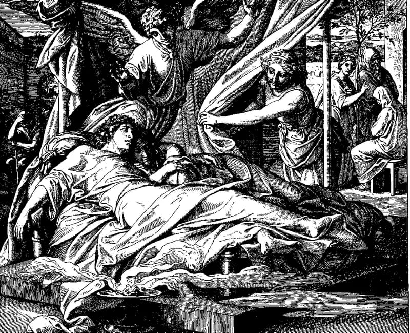 Tobias and Sarah Found in the Morning by Julius Schnorr von Carolsfeld depicting Tobit 8:9