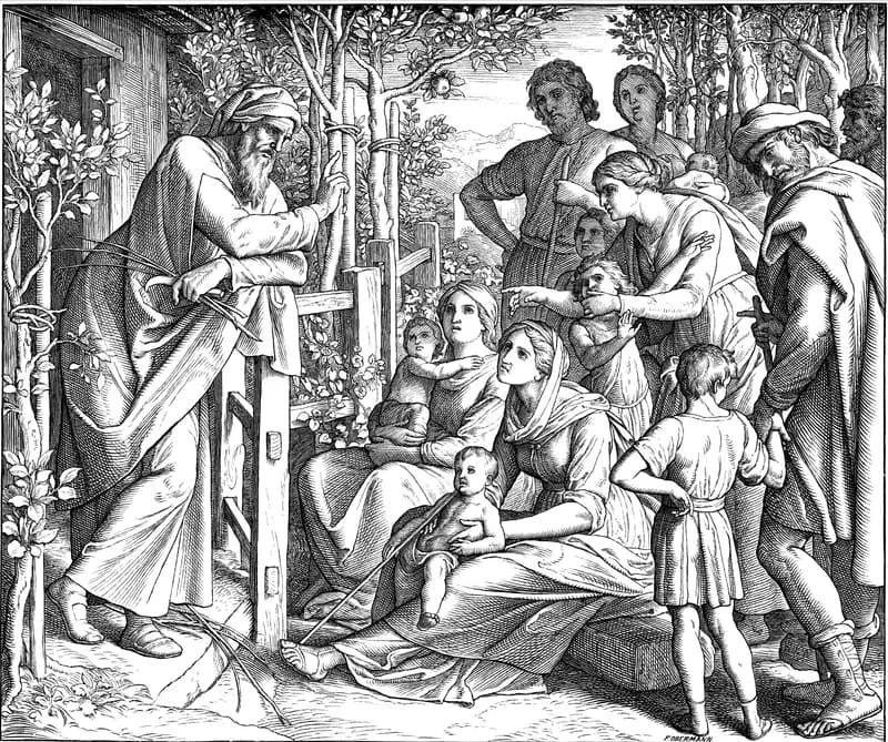 The Praise of Good Upbringing by Julius Schnorr von Carolsfeld depicting Sirach 30:1