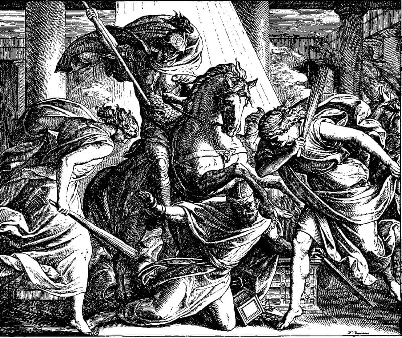 The Temple Treasure Protected from Heliodorus by Julius Schnorr von Carolsfeld depicting 2 Maccabees 3:22