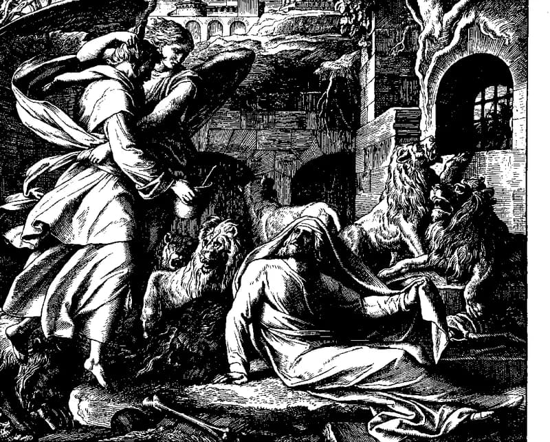 Daniel in the Lions’ Den and Habakkuk by Julius Schnorr von Carolsfeld depicting Daniel 14:23