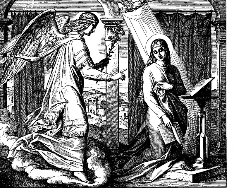 The Annunciation by Julius Schnorr von Carolsfeld depicting Luke 1:26