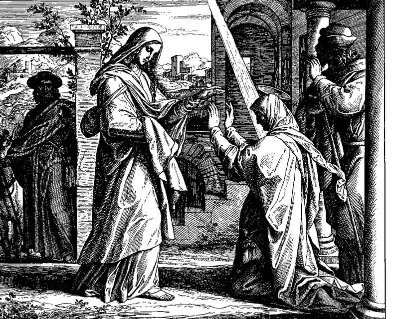 The Visitation by Julius Schnorr von Carolsfeld depicting Luke 1:39