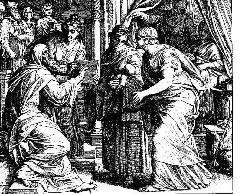 The Birth of John the Baptist by Julius Schnorr von Carolsfeld depicting Luke 1:57