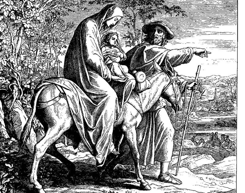 The Flight into Egypt by Julius Schnorr von Carolsfeld depicting Matthew 2:13