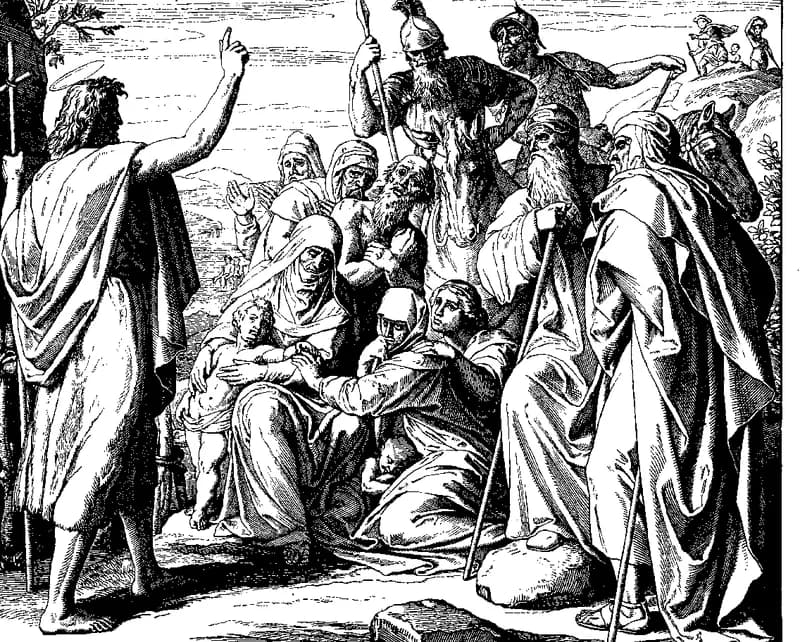 John the Baptist Preaching in the Wilderness by Julius Schnorr von Carolsfeld depicting Matthew 3:1