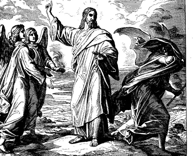 The Temptation of Christ by Julius Schnorr von Carolsfeld depicting Matthew 4:1