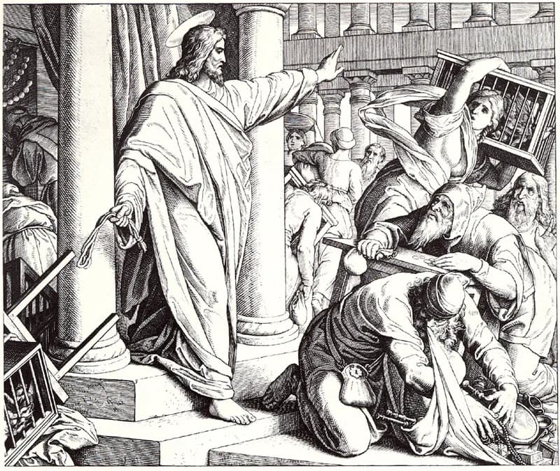 Jesus Cleanses the Temple by Julius Schnorr von Carolsfeld depicting John 2:13