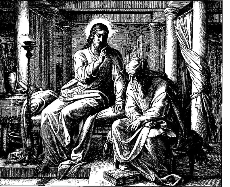 Christ's Discourse with Nicodemus by Julius Schnorr von Carolsfeld depicting John 3:1