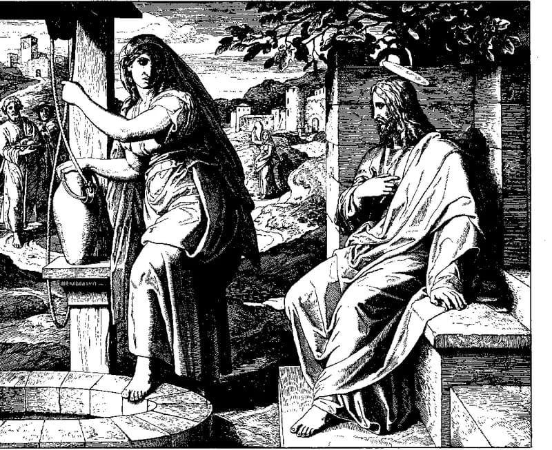 Jesus and the Samaritan Woman by Julius Schnorr von Carolsfeld depicting John 4:5