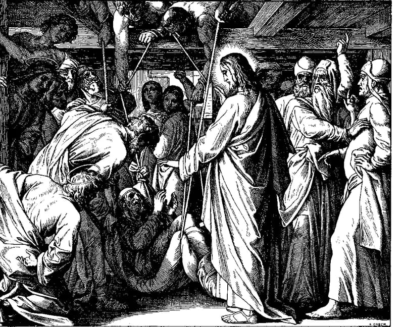 The Healing of the Paralytic by Julius Schnorr von Carolsfeld depicting Mark 2:1
