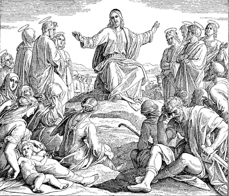 The Sermon on the Mount by Julius Schnorr von Carolsfeld depicting Matthew 5:1