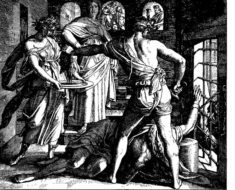The Beheading of John the Baptist by Julius Schnorr von Carolsfeld depicting Mark 6:21