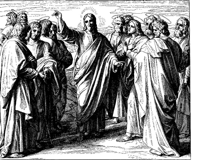 The Sending of the Twelve Apostles by Julius Schnorr von Carolsfeld depicting Matthew 10:1