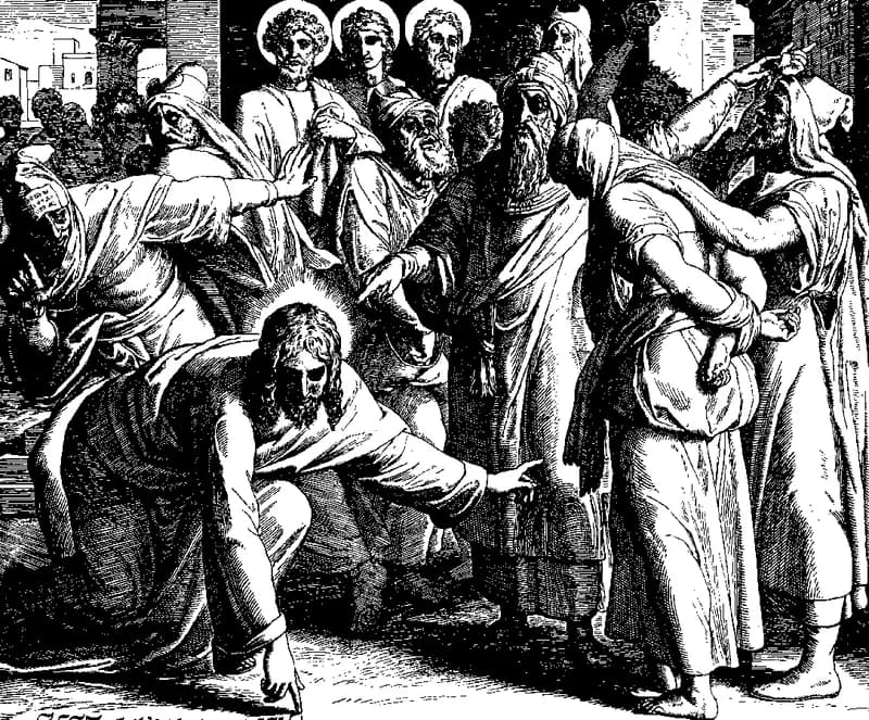 The Woman Taken in Adultery before Christ by Julius Schnorr von Carolsfeld depicting John 8:1