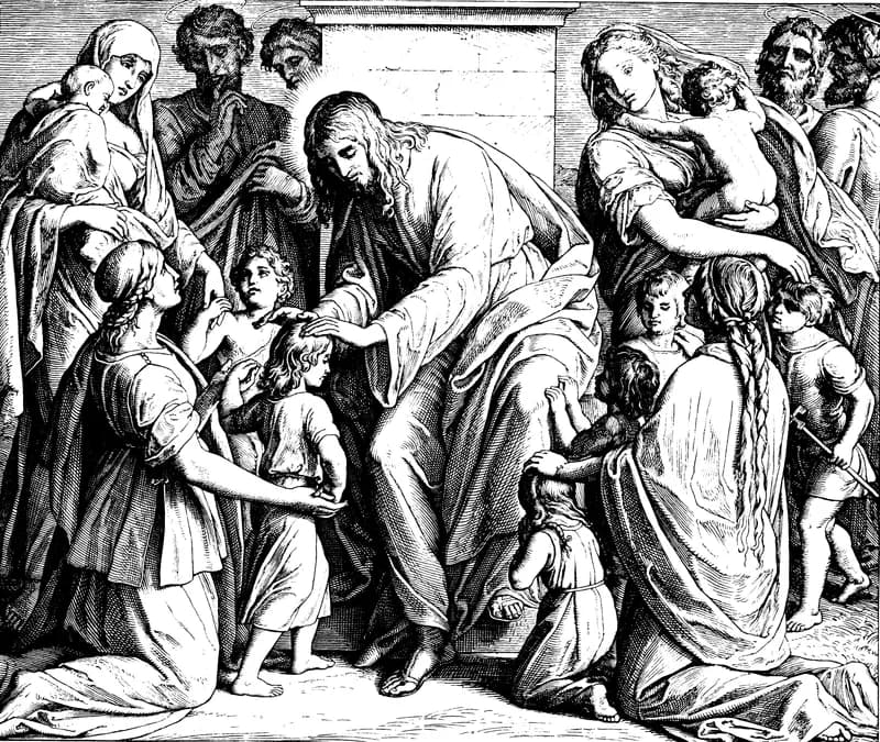 Jesus Calls the Children to Him by Julius Schnorr von Carolsfeld depicting Mark 10:13