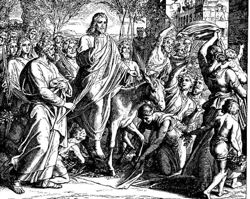 Entry of Jesus into Jerusalem by Julius Schnorr von Carolsfeld depicting Matthew 21:1