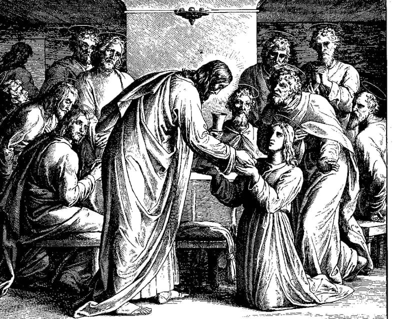 The Institution of the Last Supper by Julius Schnorr von Carolsfeld depicting Matthew 26:26